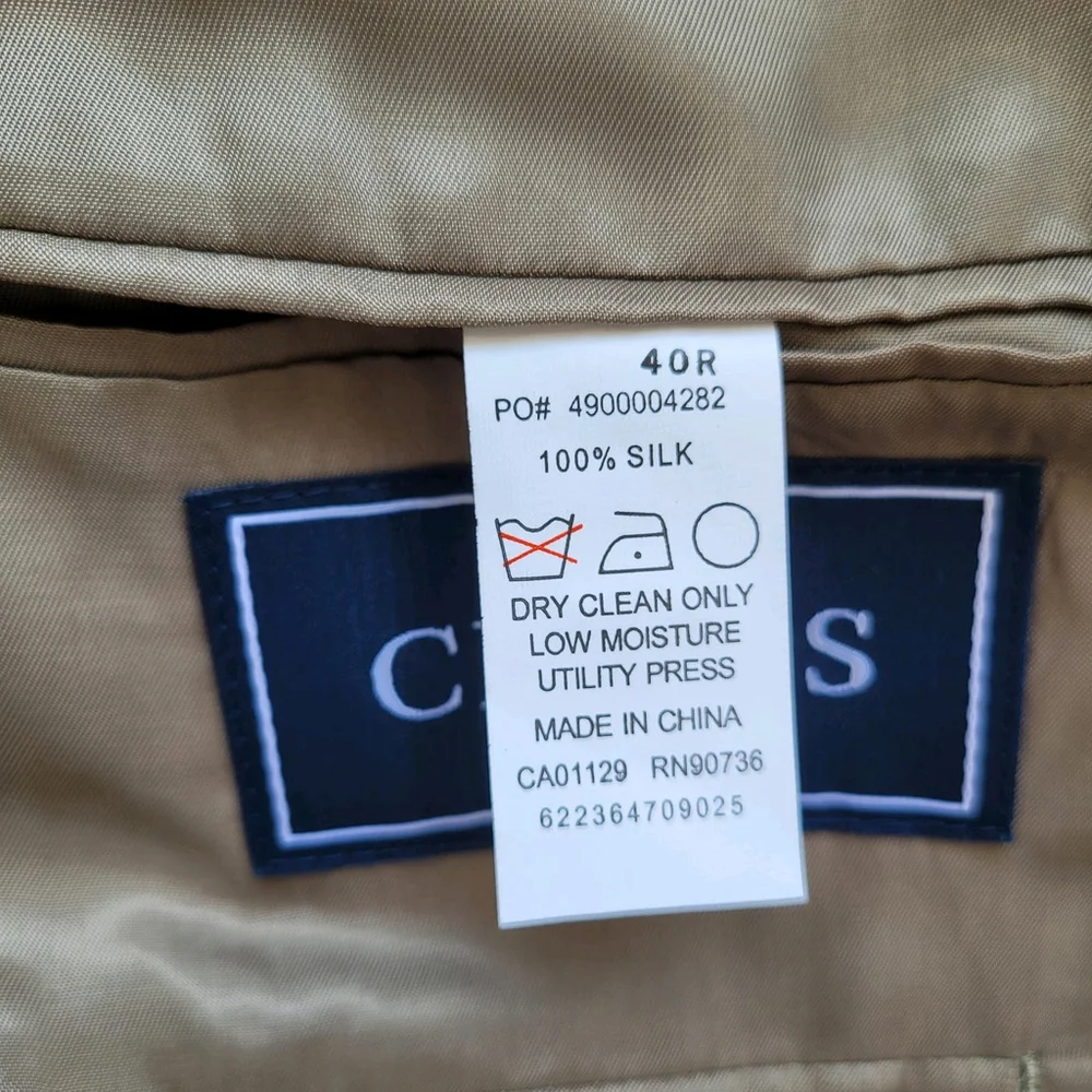 Chaps Blazer Men's 40R Olive Green 100% Silk Sport Coat Jacket 2 Button